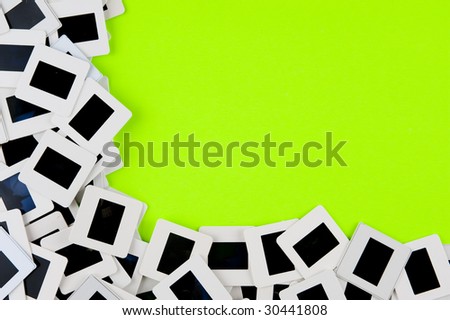 Slide collage border background with green knock out area