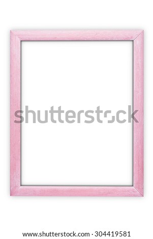 Wooden pink frame isolated on white 