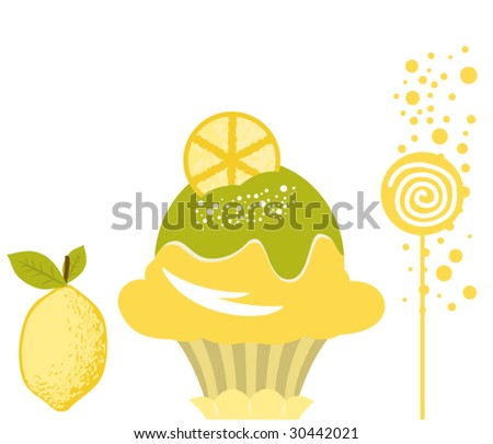 Vector Delicious Lemon Ice Cream Dessert