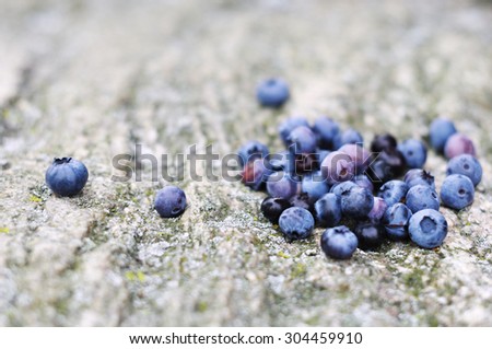 Blueberries on the grey stone