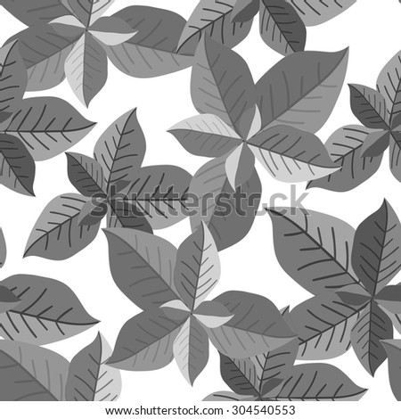 Vector floral pattern. Background with leaves. Seamless black and white  texture. Can be used for wallpaper, web page background, textile print