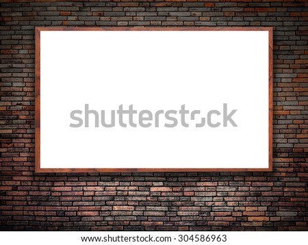 Blank white poster. vintage and brick grunge wall background