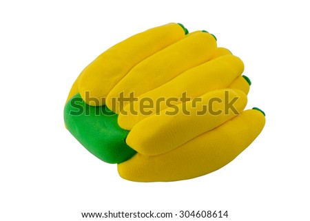 Yellow banana made from plasticine