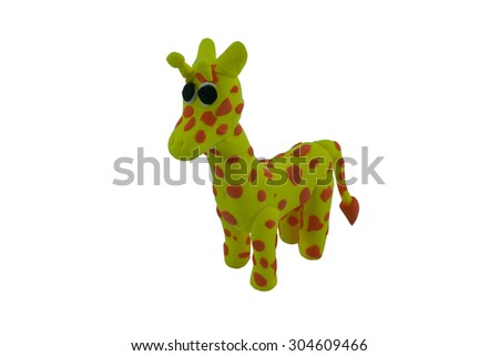 giraffe made from plasticine in concept wide life