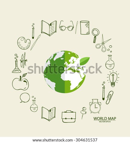 Modern globe with application icon, modern template design. Vector illustration.