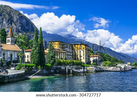 One of the most beautiful lakes of Europe . scenic landscapes of Lago di Como - Cadenabbia, Italy Royalty-Free Stock Photo #304727717