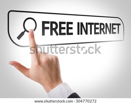 Free Internet written in search bar on virtual screen