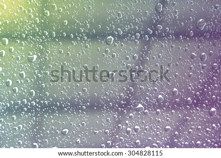 Water droplets on glass. blur.