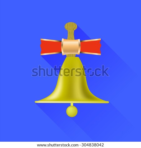 School Bell Icon Isolated on Blue Background