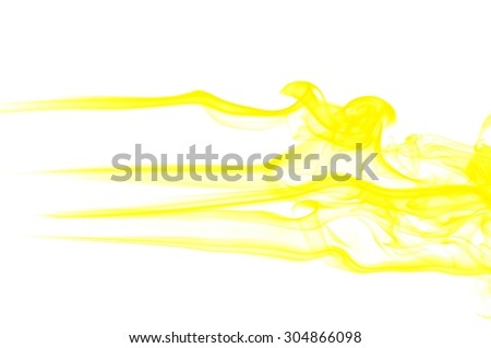 Abstract yellow smoke on white background, smoke background,yellow ink background,yellow smoke, gold smoke