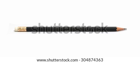 Black color pencil isolated on white background. Royalty-Free Stock Photo #304874363