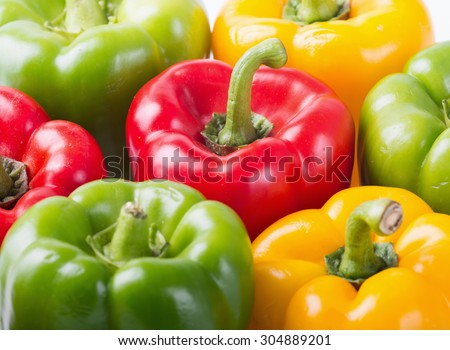 Green , yellow and red bell pepper background
