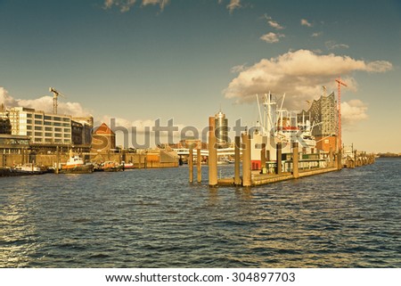 Germany, Hamburg, View to Elbe Philharmonic Hall with clouds