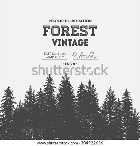 Vintage forest design template. Vector illustration Royalty-Free Stock Photo #304922636