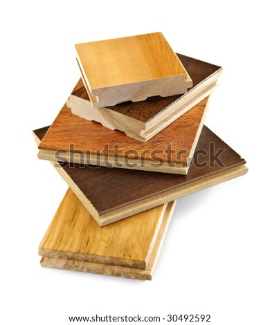 Isolated stacked prefinished hardwood flooring samples Royalty-Free Stock Photo #30492592