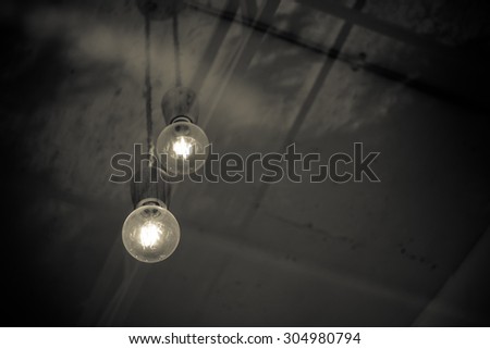 Take the bulb in the coffee shop through glass - vintage style effect picture