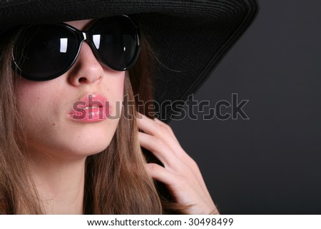horizontal portrait of the girl with plump lips