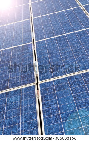 Solar panel with bright sun