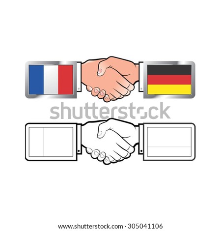 handshake-France & German flags vector drawing