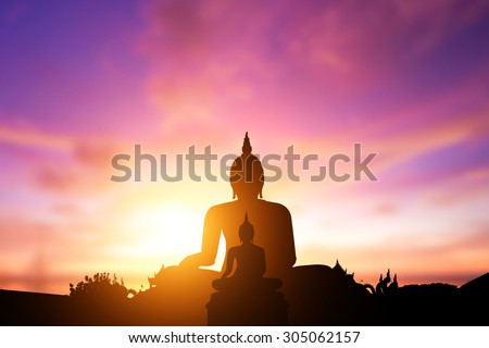 Silhouette of Buddha.end of Buddhist Lent