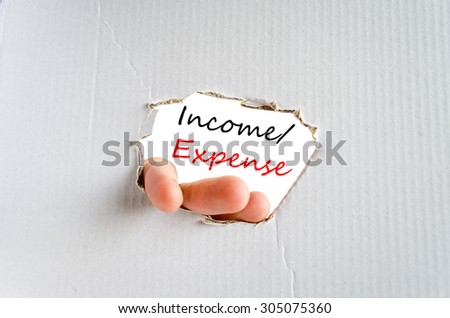 Income expense text concept isolated over white background