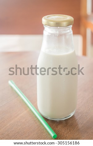 Bottle of soy milk with black sesame, stock photo