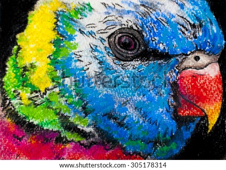 Original oil painting on canvas.Modern art.Beautiful multicolored parrot.