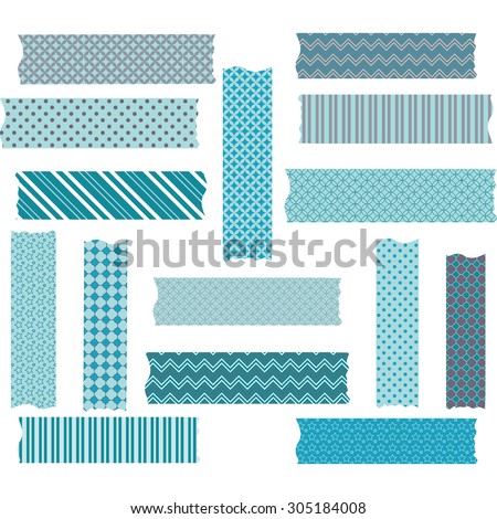 Turquoise Grey Washi Tape Graphics Collections.