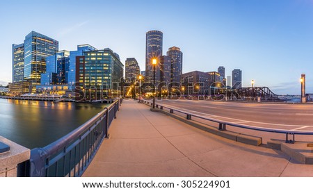Panoramic view of Boston in Massachusetts, USA at sunset showcasing the historic architecture of Back Bay in the summer.