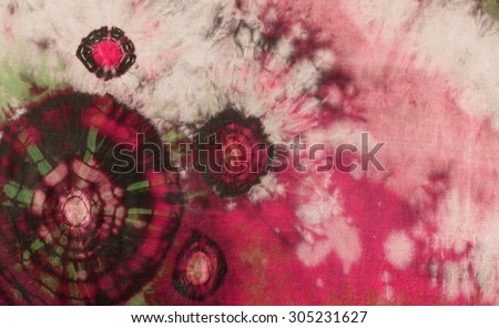 tie dyed pattern on cotton fabric abstract background. 