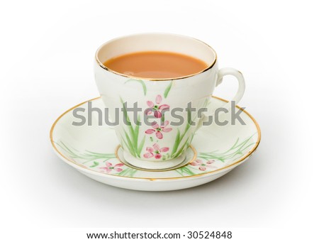 English tea served in a hand painted cup and saucer Royalty-Free Stock Photo #30524848