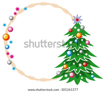 Round frame with New Year tree