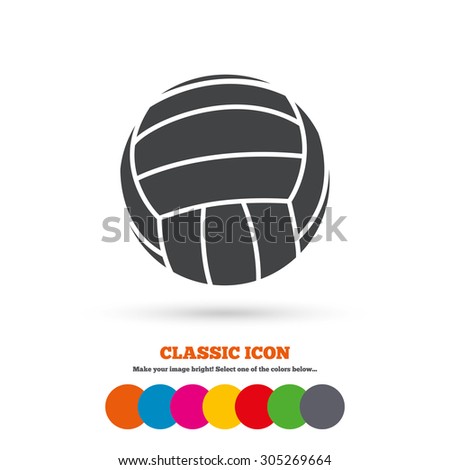 Volleyball sign icon. Beach sport symbol. Classic flat icon. Colored circles. Vector