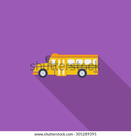 School bus icon. Flat vector related icon with long shadow for web and mobile applications. It can be used as - logo, pictogram, icon, infographic element. Vector Illustration.
