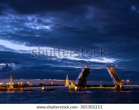 View of Palace Bridge and Peter and Paul Fortress, Neva River, St. Petersburg, Russia