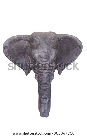 cement  elephant head isolate on white background
