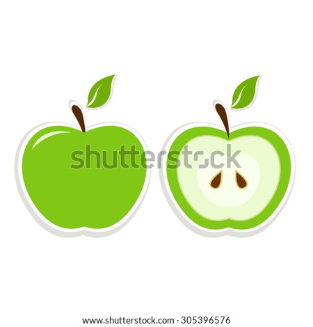 vector file of green apple stickers