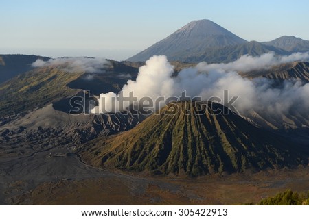 Active volcano.Mountain Bromo Indonesia.