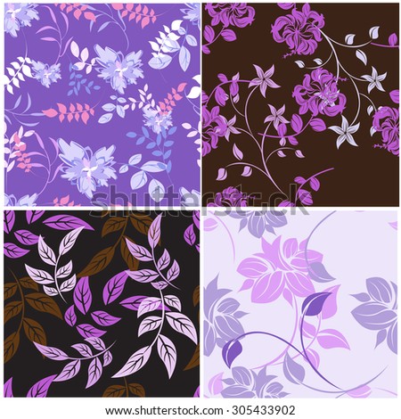 Seamless Set vector floral pattern. For easy making seamless pattern just drag all group into swatches bar, and use it for filling any contours.