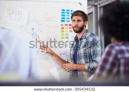 Manager Leading Creative Brainstorming Meeting In Office
