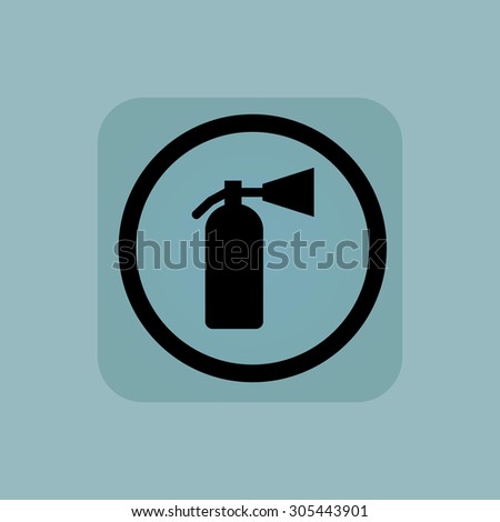 Fire extinguisher in circle, in square, on pale blue background