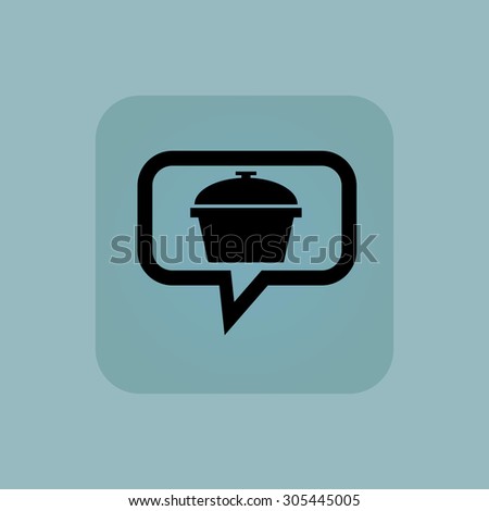 Pot with lid in chat bubble, in square, on pale blue background