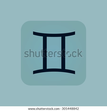 Image of Gemini zodiac symbol in square, on pale blue background