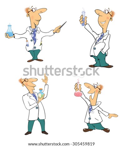 Set of scientists Clip-Art. Cartoon