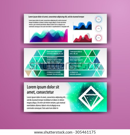Geometry brochure template design  for corporate identity with geometry shapes and watercolor splashes. Cover layout and infographics