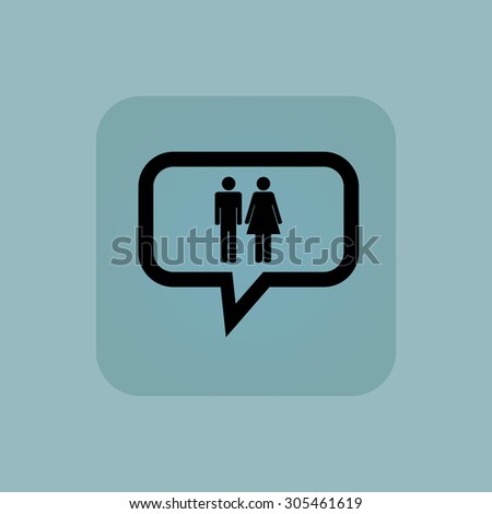 Man and woman signs in chat bubble, in square, on pale blue background