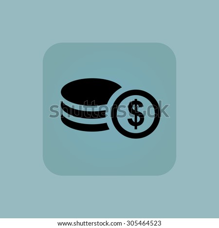 Image of rouleau of dollar coins in square, on pale blue background