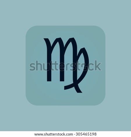 Image of Virgo zodiac symbol in square, on pale blue background