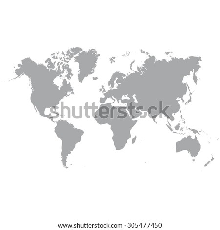 Blank Grey similar World map isolated on white background. Monochrome Worldmap Vector template for website, design, cover, annual reports, infographics. Flat Earth Graph illustration.