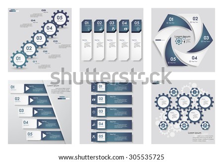 Collection of 6 blue color template/graphic or website layout. Vector Background. For your idea and presentation.